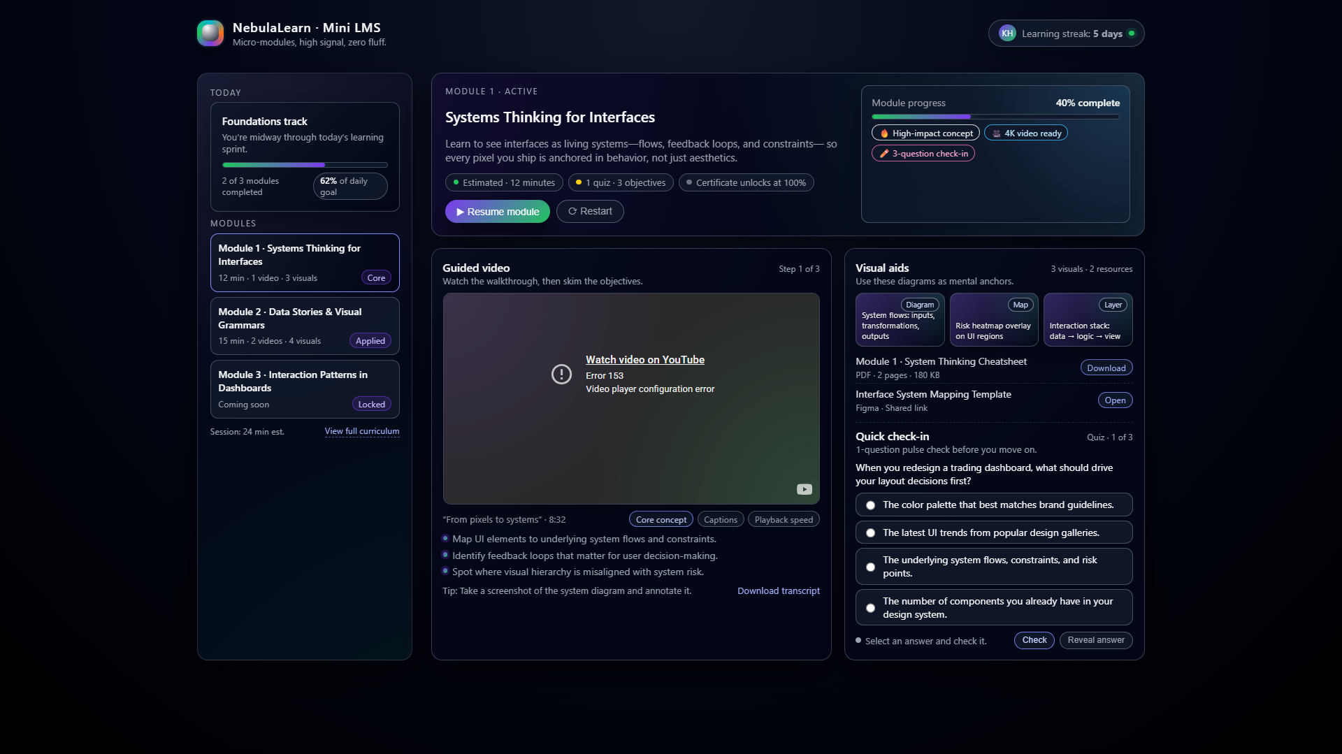 LMS Prototype Build dashboard